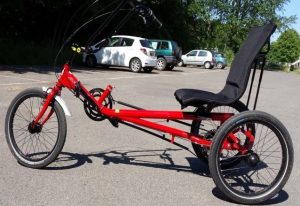 red trike with backrest